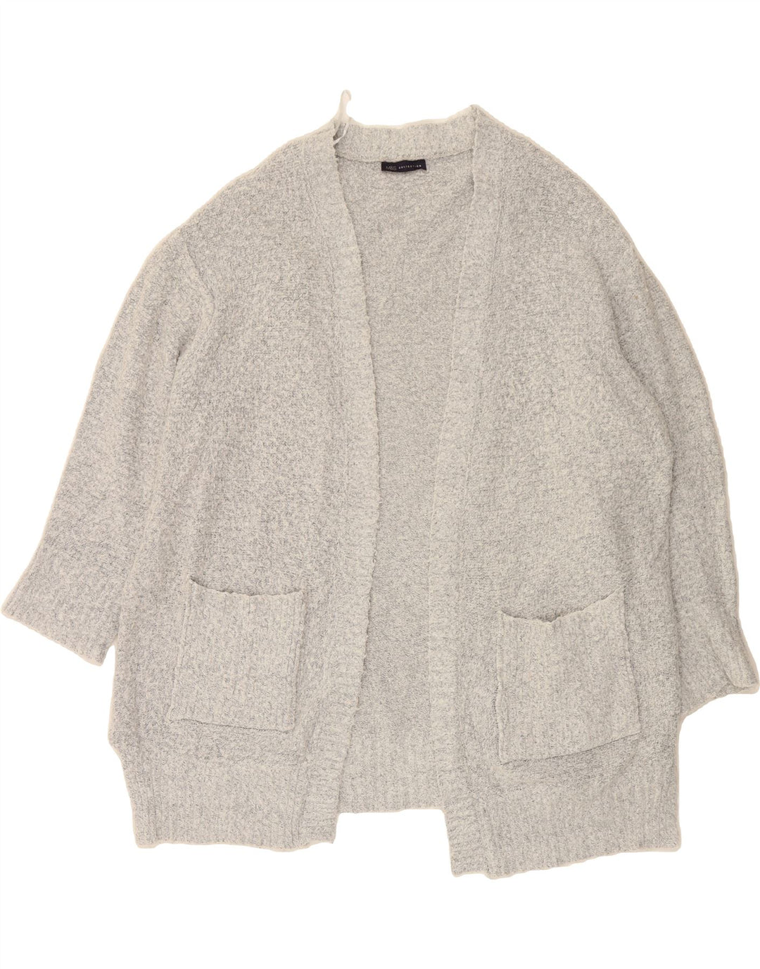 MARKS & SPENCER Womens Oversized Longline Cardigan Sweater UK 18 XL Grey Vintage Marks & Spencer and Second-Hand Marks & Spencer from Messina Hembry 