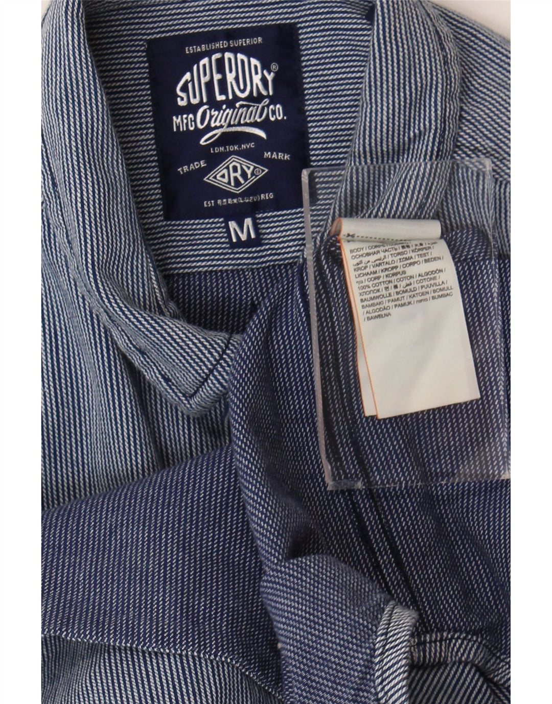 Męska koszula Superdry o regularnym kroju, średnia, granatowa, bawełniana w prążki