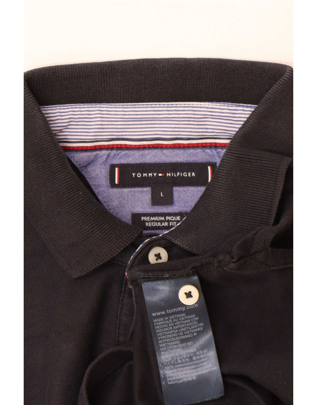 Męska koszulka polo Tommy Hilfiger o regularnym kroju, duża, czarna, bawełniana