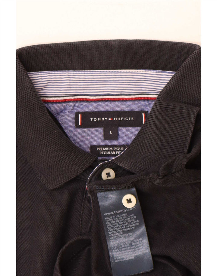 Męska koszulka polo Tommy Hilfiger o regularnym kroju, duża, czarna, bawełniana
