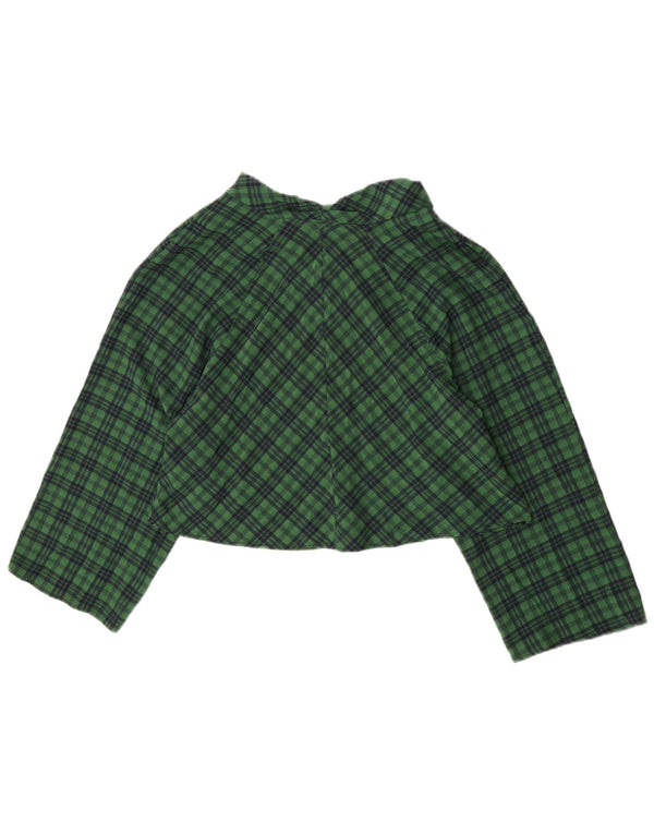 Damska bluzka oversize z krótkim rękawem 3/4 Zara UK 10 w małą zieloną kratkę