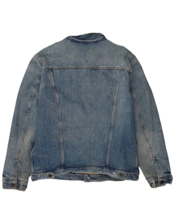 Męska kurtka dżinsowa Levi's Sherpa UK 40, duża niebieska bawełna z blokami kolorów