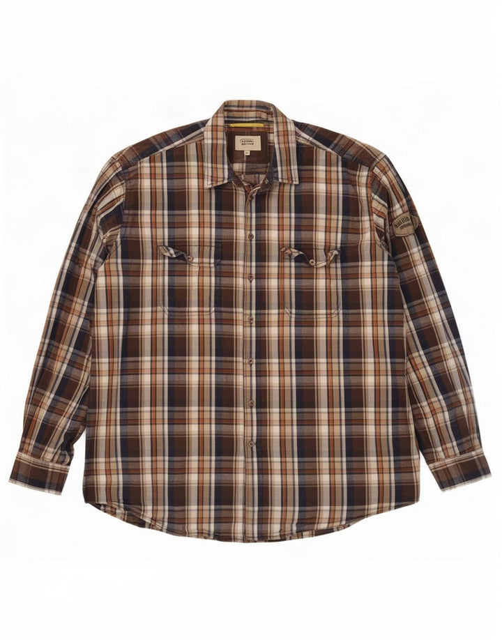 Koszula męska Camel Active 2XL z bawełny w brązową kratkę