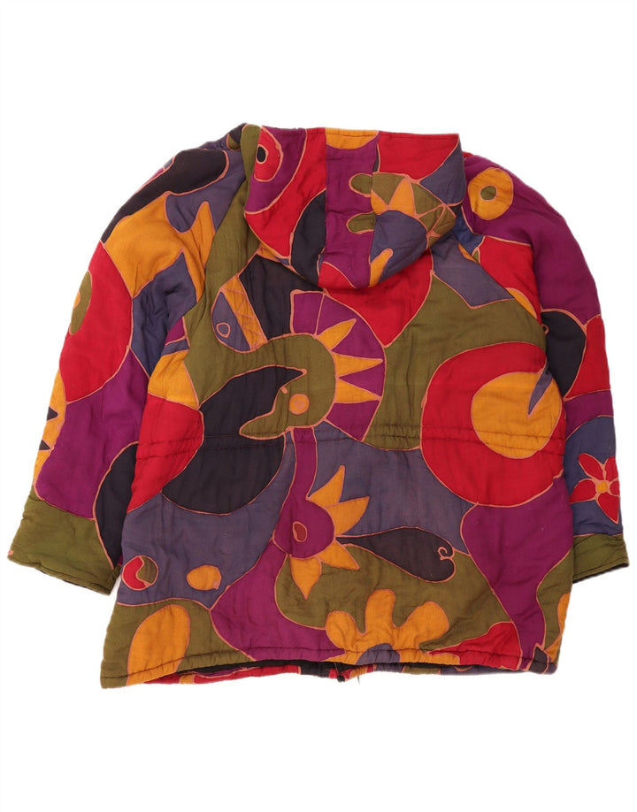Damska kurtka wiatrówka w stylu vintage w abstrakcyjny wzór UK 16, duża, wielokolorowa