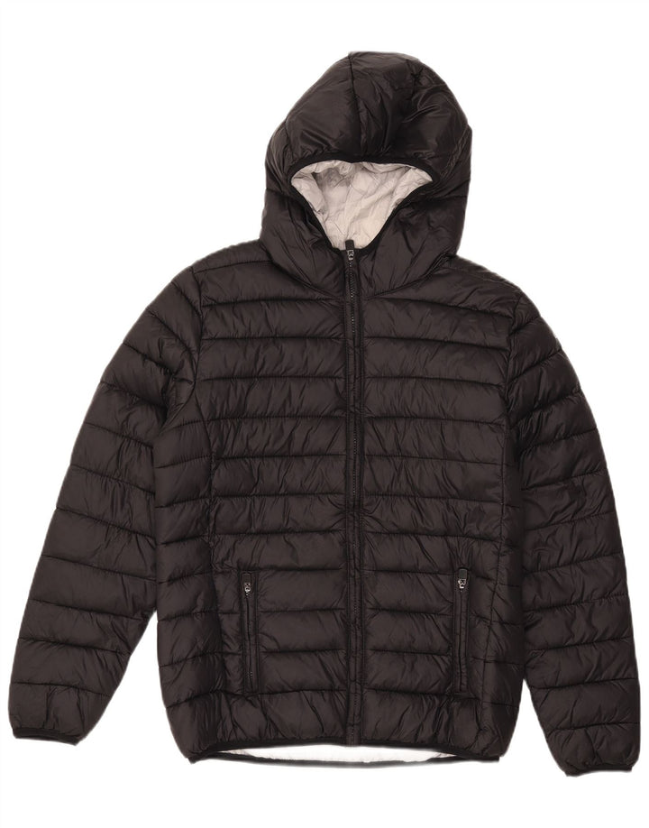 KAPPA Womens Hooded Padded Jacket UK 40 Large Black Nylon