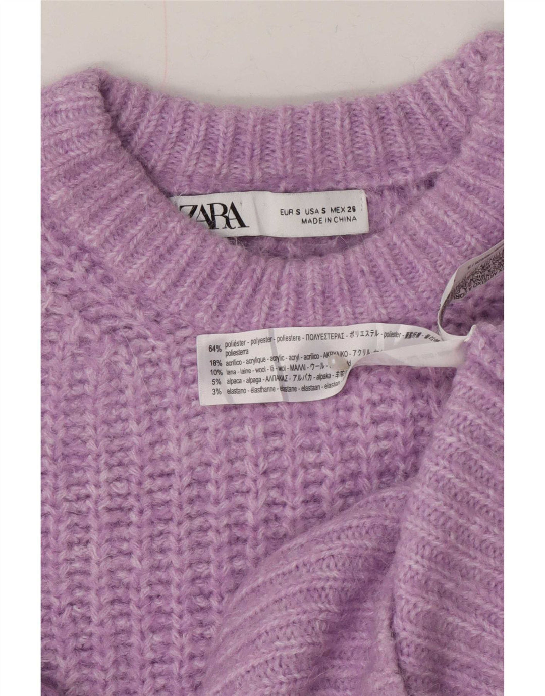Damski sweter Zara z dekoltem w łódkę UK 10, mały, fioletowy poliester
