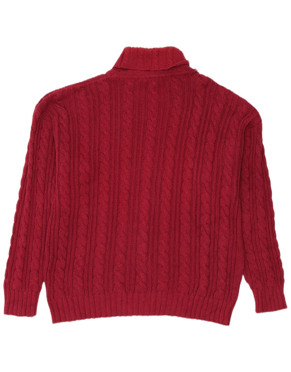 Męski sweter z golfem Eddie Bauer, duży, czerwony, bawełniany