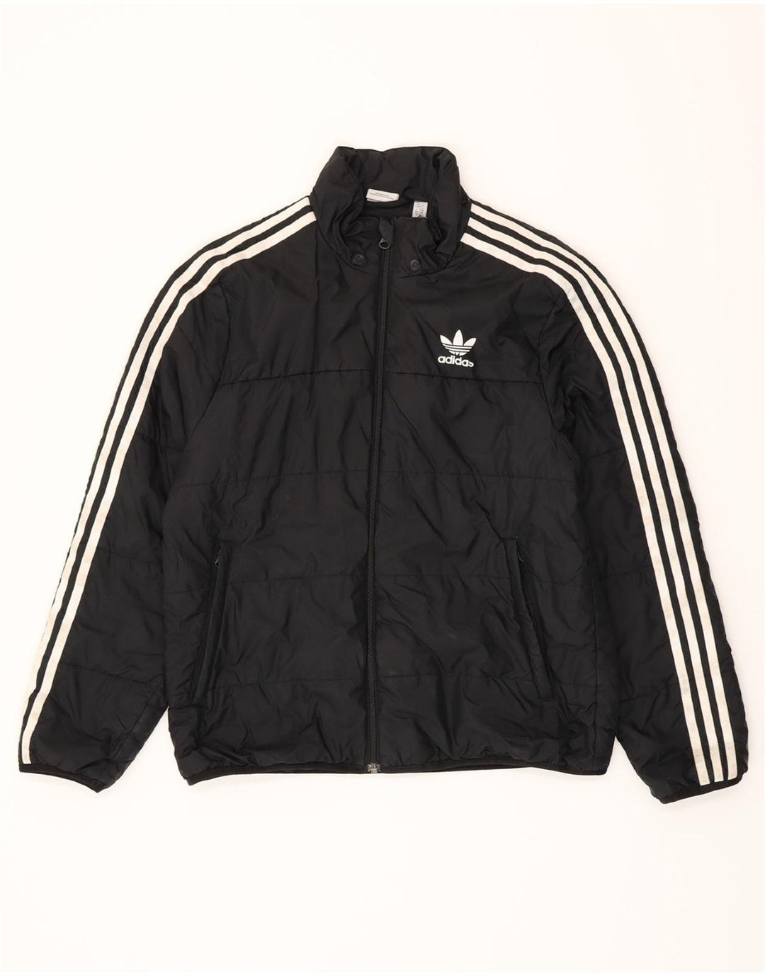 ADIDAS Boys Graphic Padded Jacket 13-14 Years Black Polyester