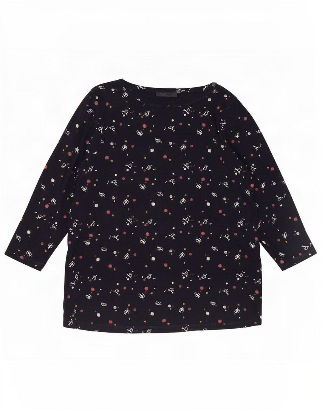 Marks & Spencer Damski top z abstrakcyjnym wzorem z rękawem 3/4, UK 20 2XL, granatowy