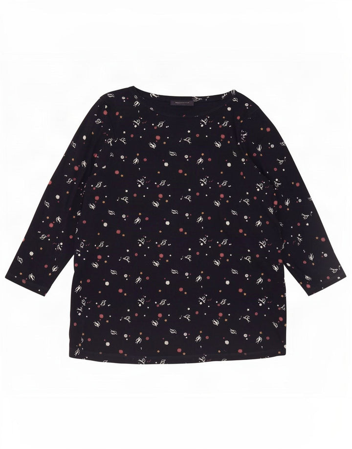 Marks & Spencer Damski top z abstrakcyjnym wzorem z rękawem 3/4, UK 20 2XL, granatowy