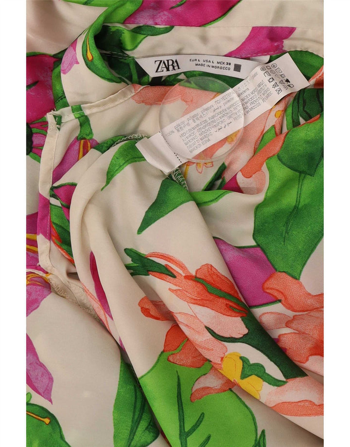 Damska bluzka koszulowa oversize Zara UK 16, duża, wielokolorowa w kwiaty