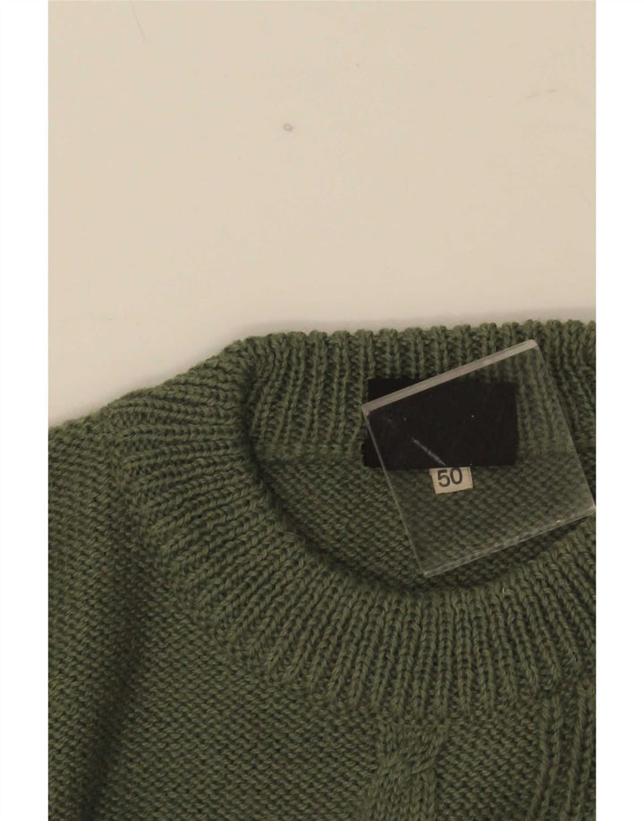 Vintage męski sweter z okrągłym dekoltem IT 50 średni zielony