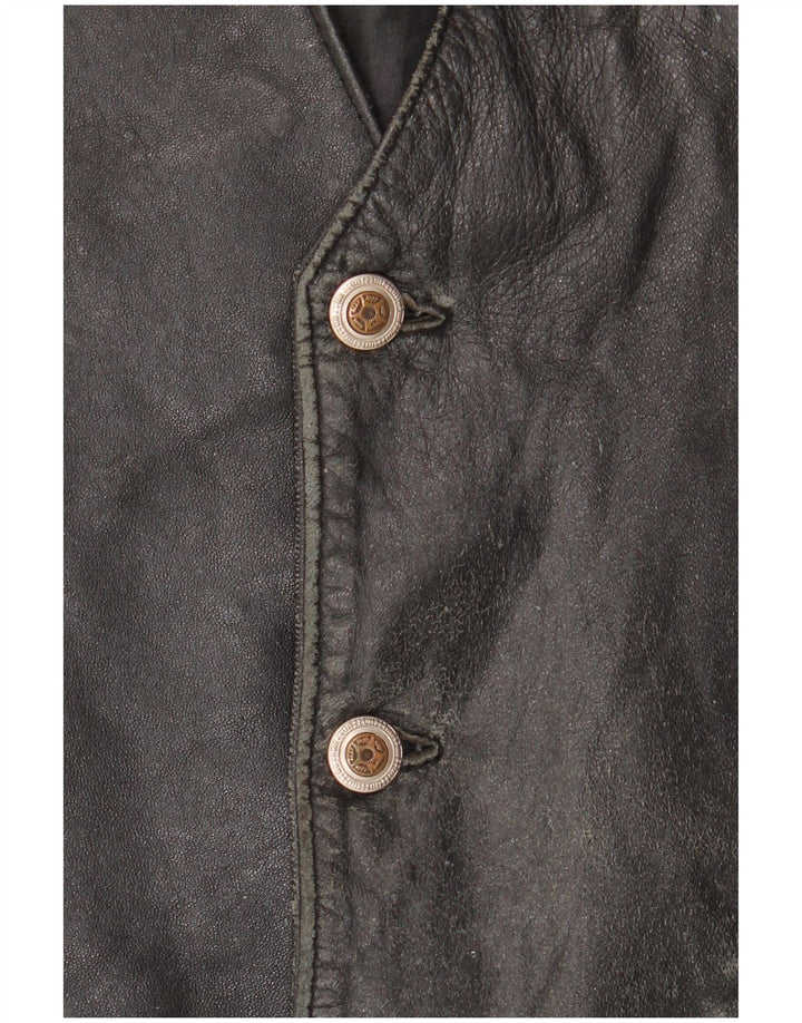 VINTAGE Męska kamizelka skórzana IT 52 duża czarna skóra