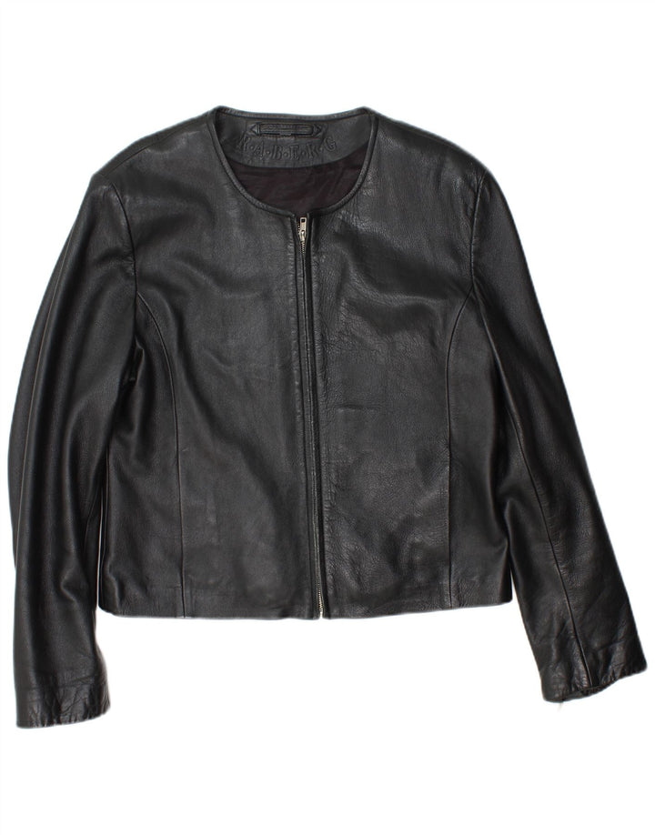 Damska kurtka skórzana RABERG Crop EU 42, duża czarna skóra