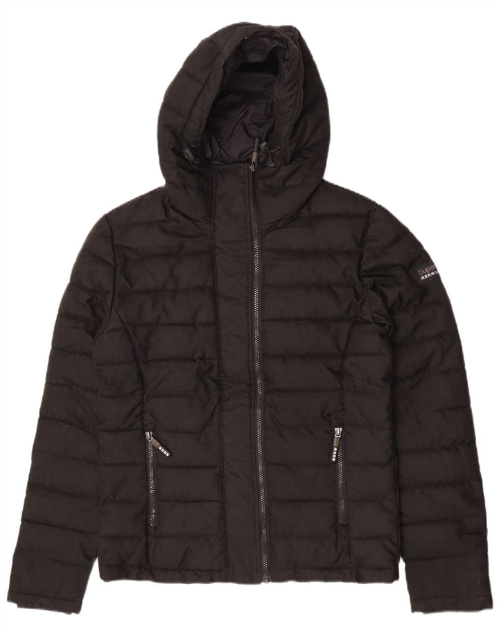 Męska ocieplana kurtka z kapturem Superdry UK 38, średni czarny poliester