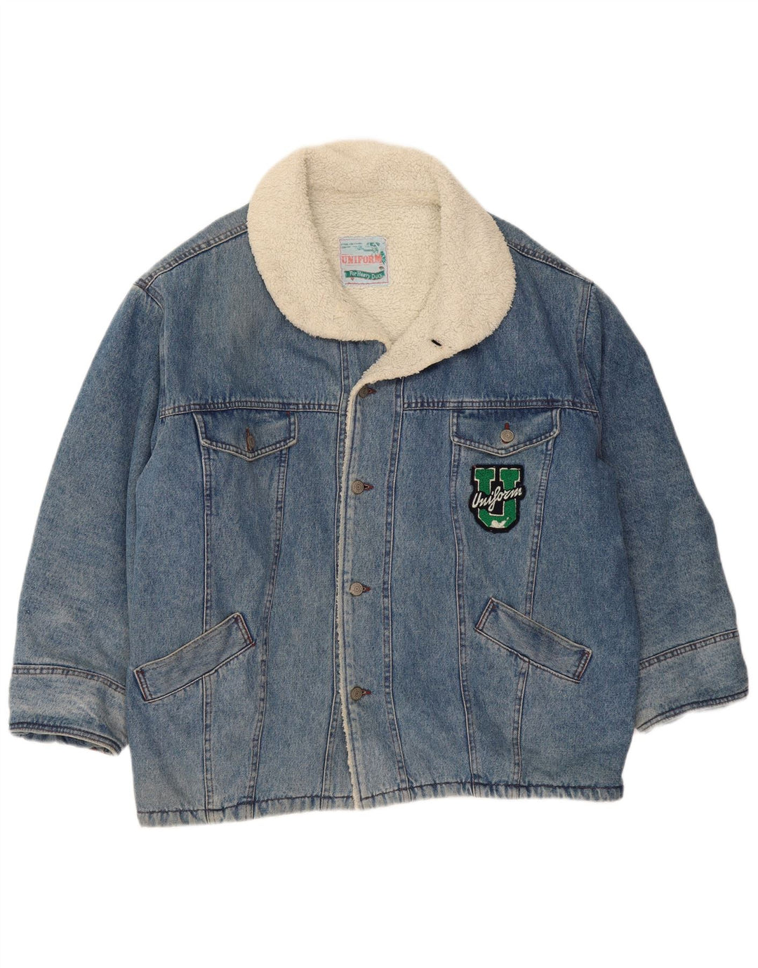 MĘSKA MĘSKA Dżinsowa kurtka Sherpa UNIFORM UK 42 XL Niebieska