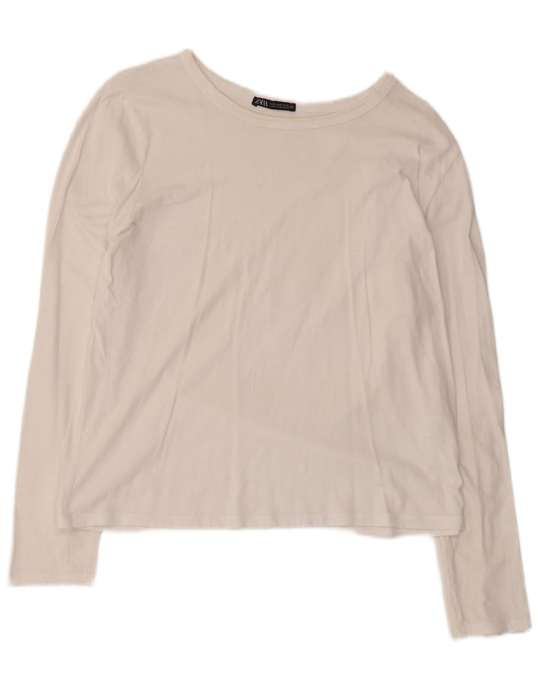 Damski top Zara z długim rękawem, UK 18 XL, biała bawełna