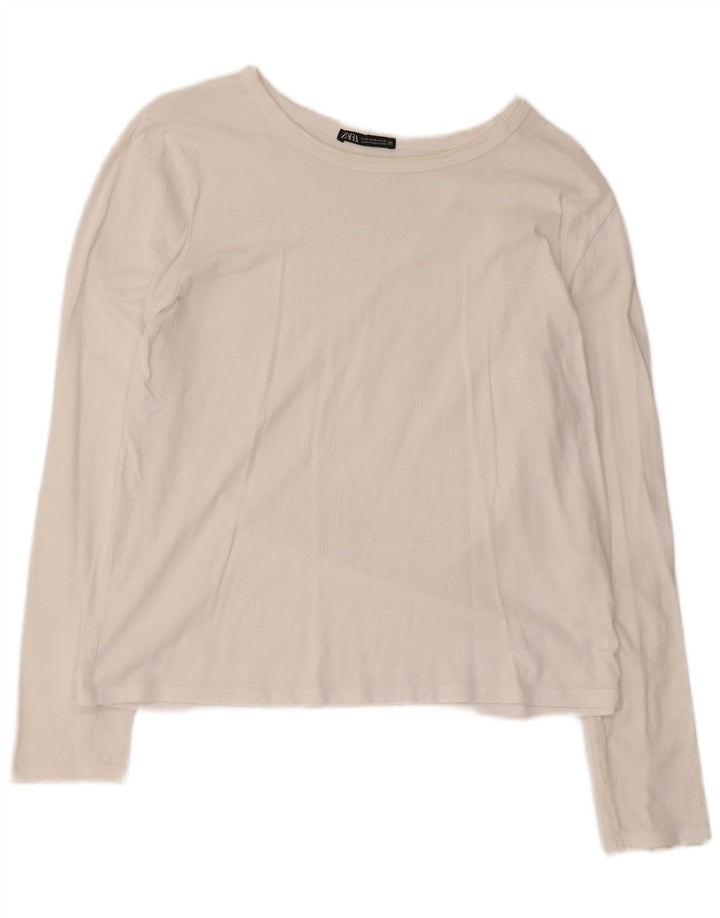 Damski top Zara z długim rękawem, UK 18 XL, biała bawełna