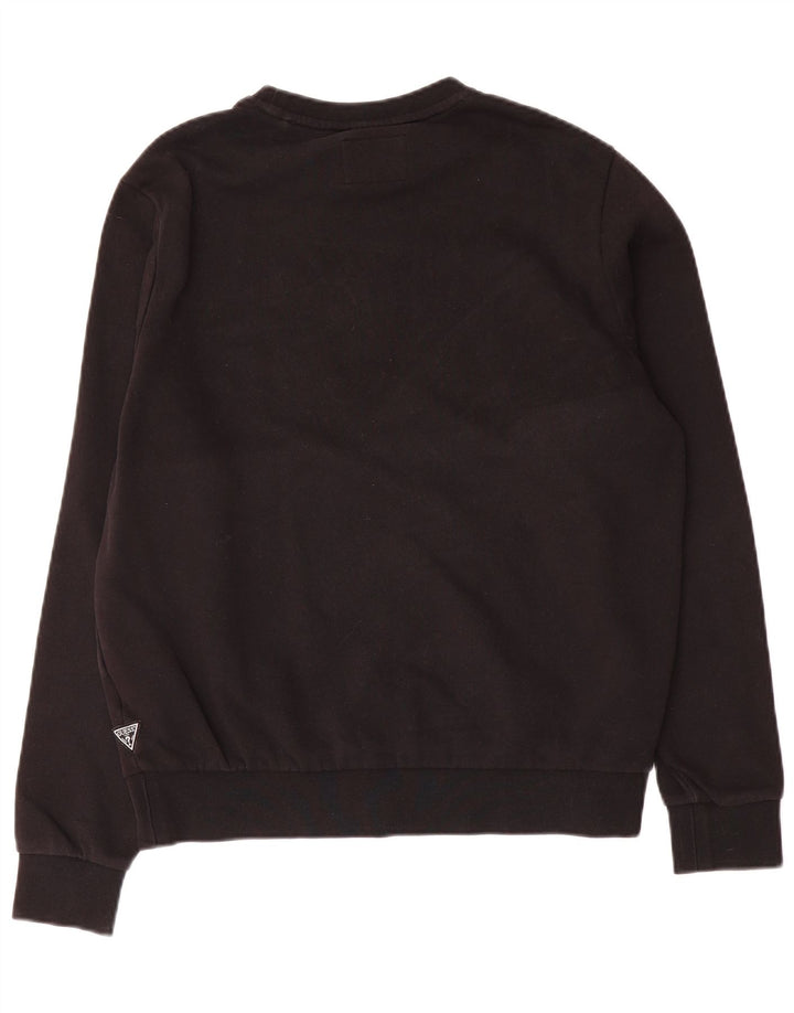 Męski sweter Guess z grafiką UK 34, mały, czarny, bawełniany