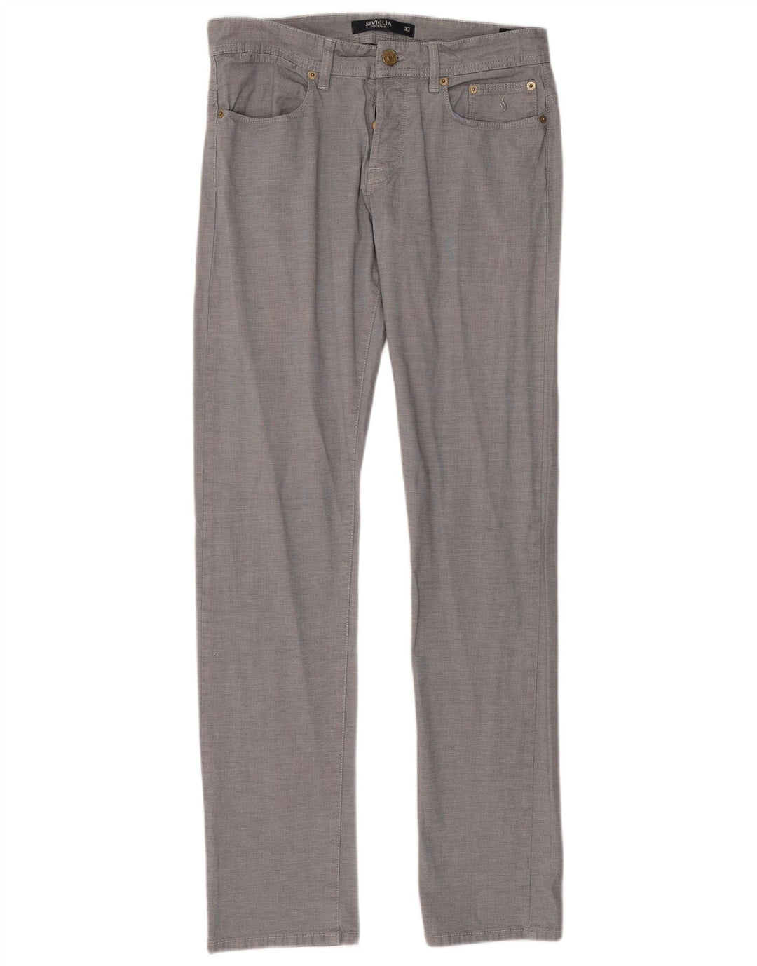 SIVIGLIA Damskie proste spodnie na co dzień W33 L33 Bawełniana niebieska kratka