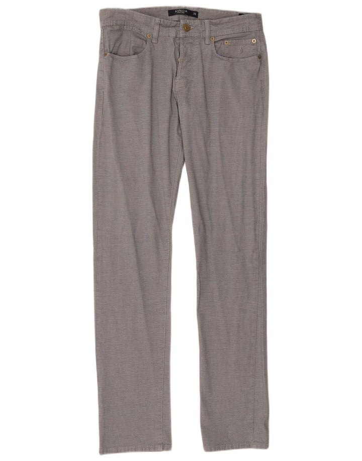 SIVIGLIA Damskie proste spodnie na co dzień W33 L33 Bawełniana niebieska kratka