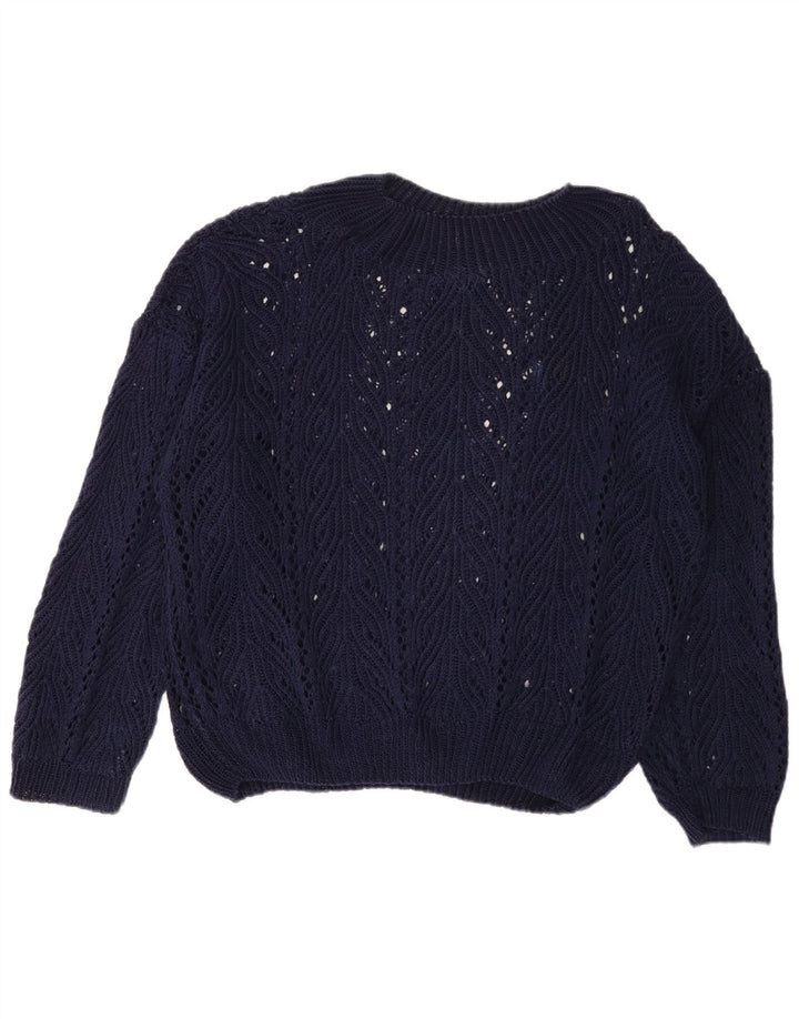 Vintage damski sweter oversize z okrągłym dekoltem UK 18 XL granatowy