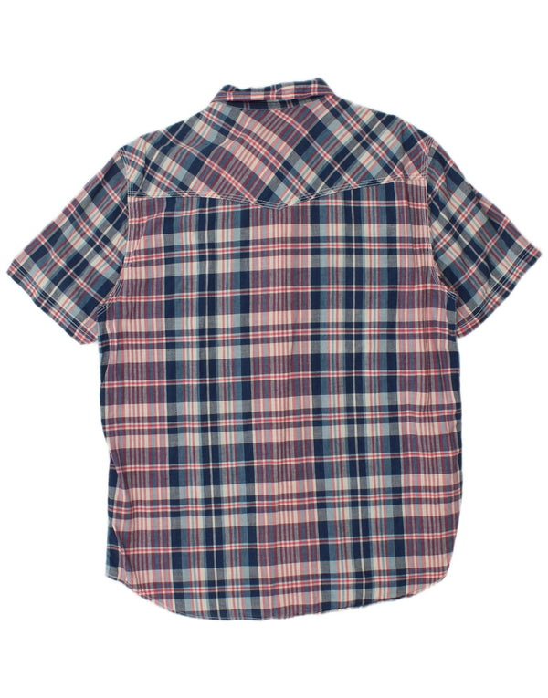 Rifle Mens Short Sleeve Shirt XL Blue Plaid Cotton