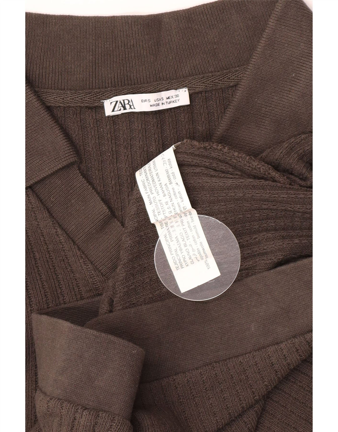 Męska koszulka polo Zara, mała, brązowa, bawełniana