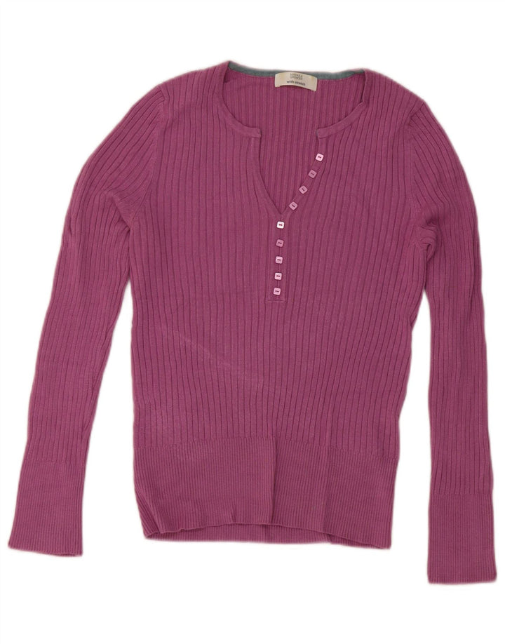 Sweter damski Marks & Spencer z dekoltem w kształcie litery V, UK 12, średnioróżowy, wiskoza