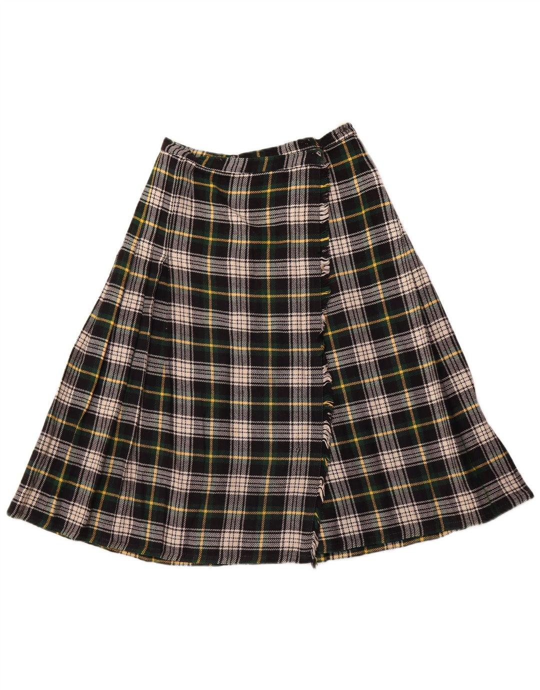 Damska spódnica kopertowa VINTAGE W26 w małą zieloną kratkę