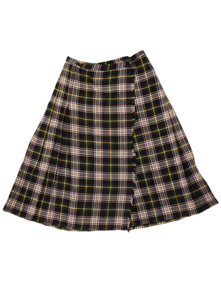 Damska spódnica kopertowa VINTAGE W26 w małą zieloną kratkę
