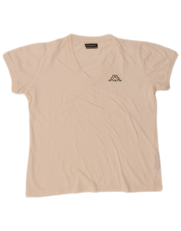 T-shirt damski Kappa Top UK 16, duży, biały, bawełniany