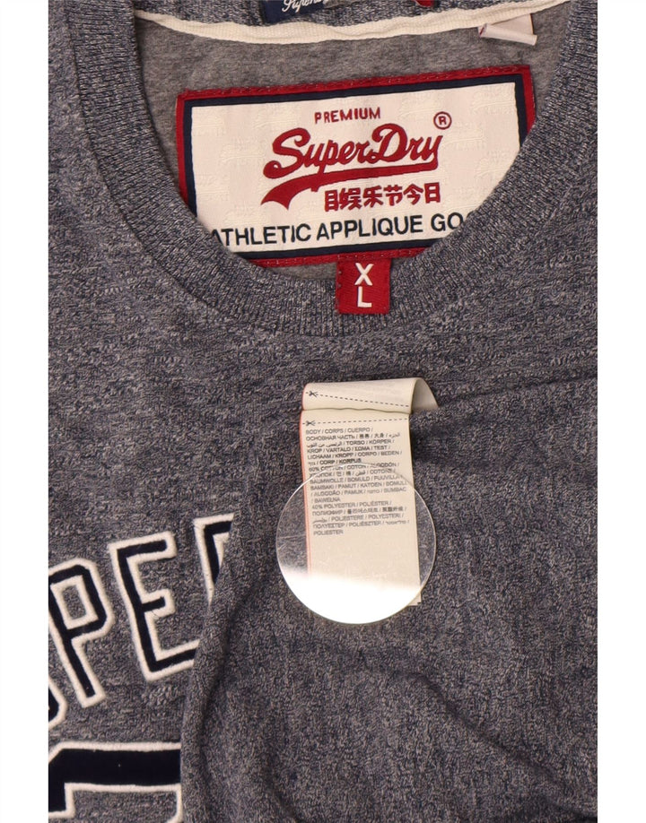 Męski T-shirt Superdry z grafiką, rozmiar XL, szara bawełna