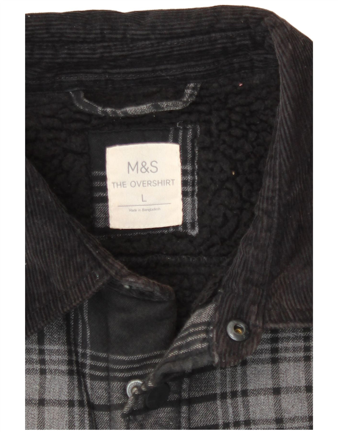 Marks & Spencer Męska koszula flanelowa drwal, duża, szara, bawełniana w kratę