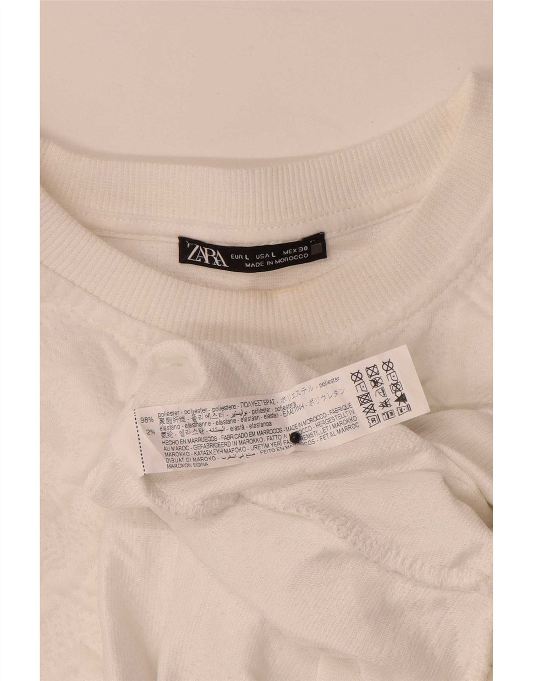 Damski sweter oversize Zara UK 16, duży, biały, geometryczny