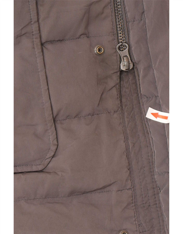 Damski ocieplany płaszcz z kapturem Massimo Dutti UK 40, duży, szary poliester