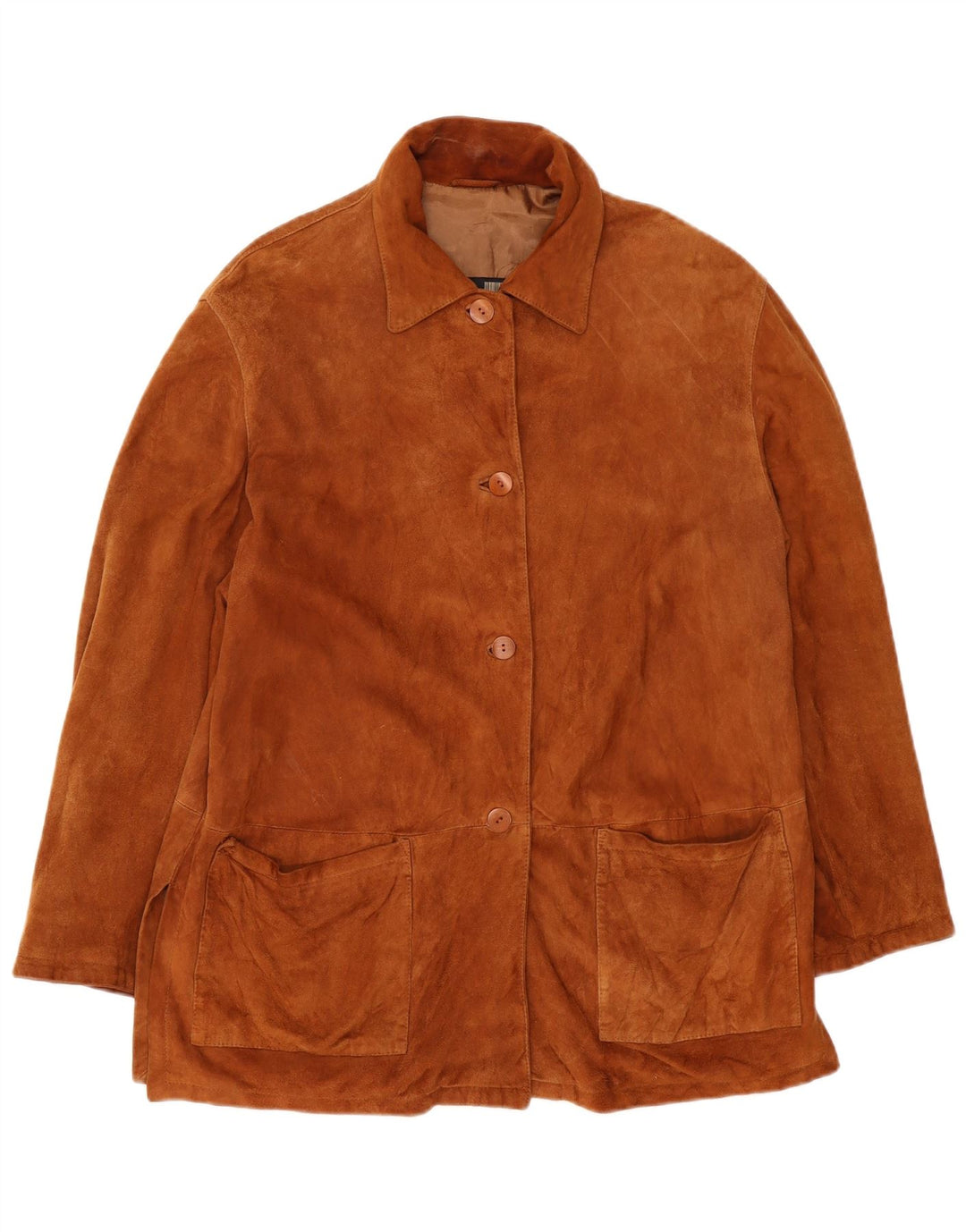 Damska kurtka zamszowa w stylu vintage IT 46, duża brązowa skóra