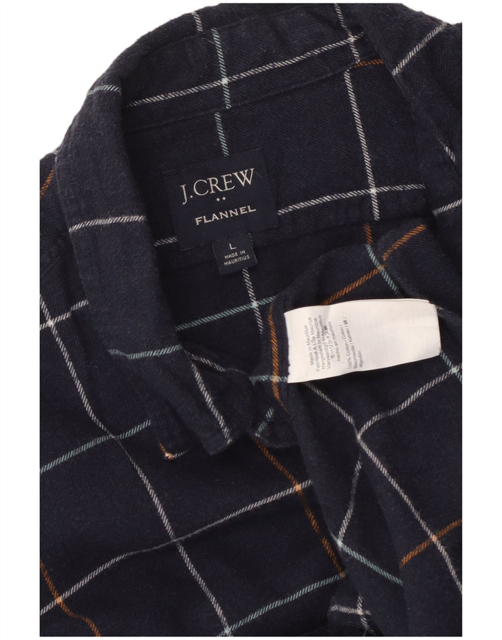 Koszula flanelowa męska J. Crew, duża, bawełniana w granatową kratę