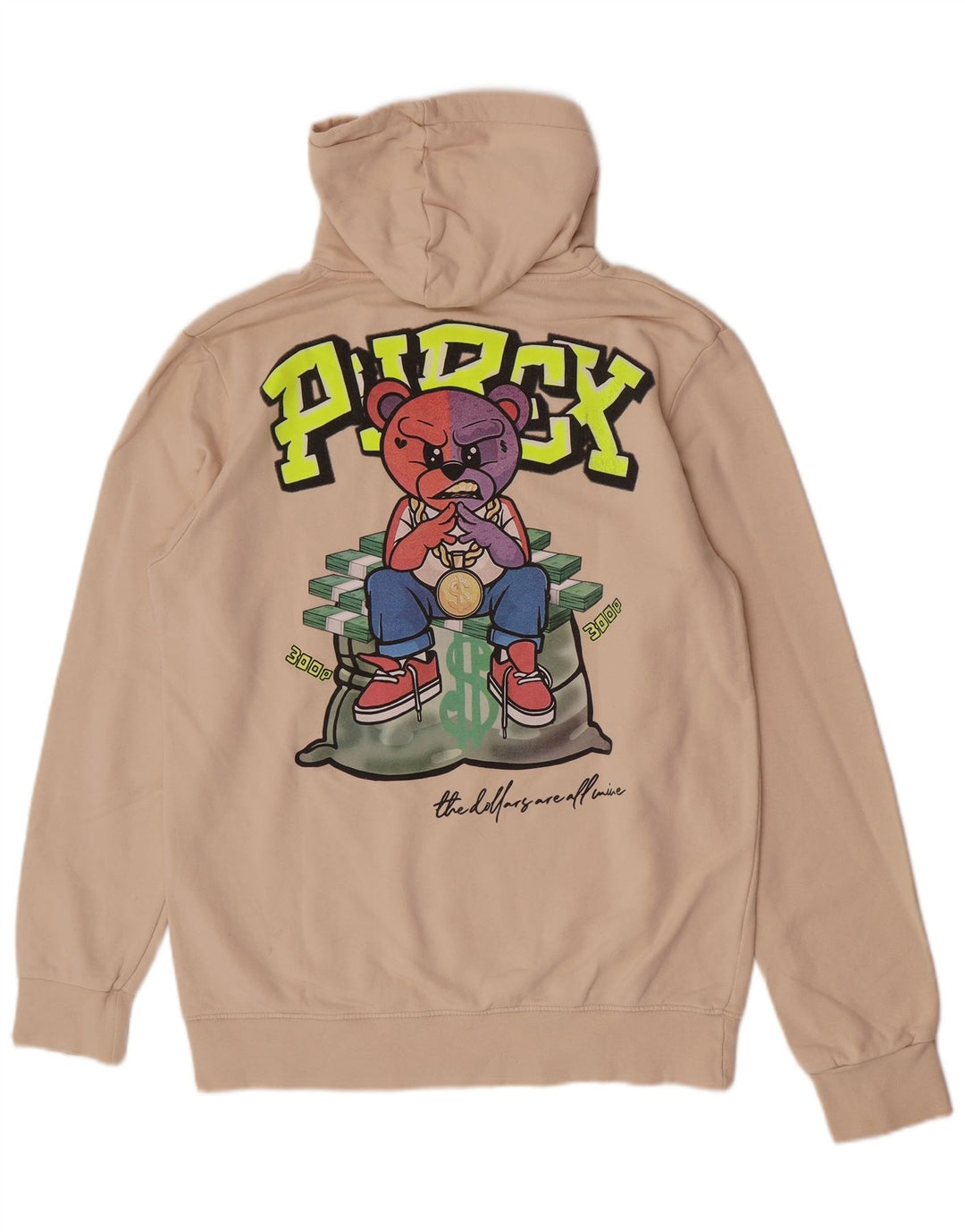 Męski sweter z kapturem i grafiką Pyrex XL, beżowy, bawełniany
