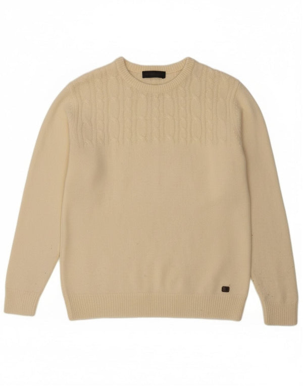 Damski sweter Trussardi z dekoltem w łódkę UK 16, duży w kolorze złamanej bieli