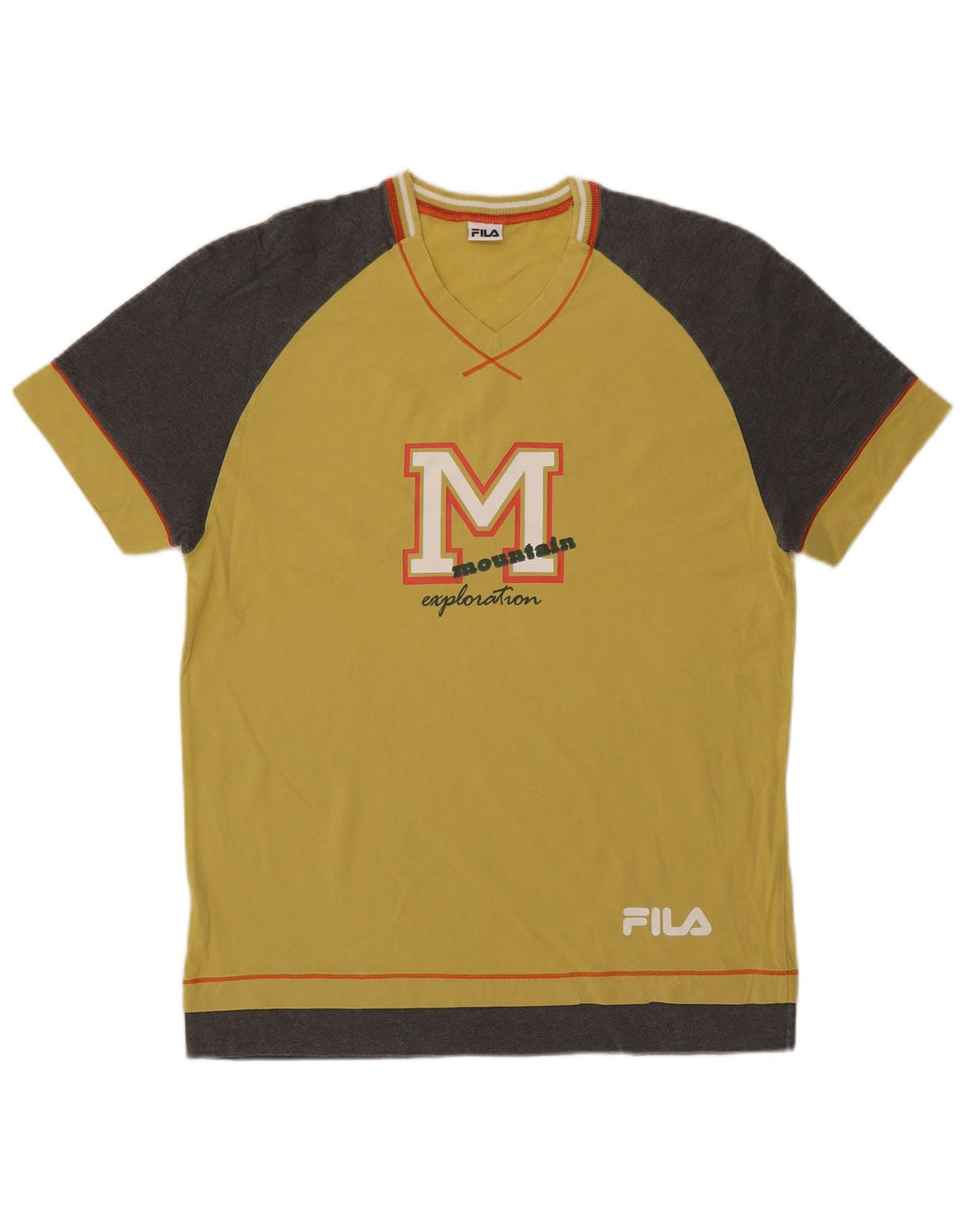 Męski T-shirt Fila z grafiką, bawełniany, średni żółty kolor