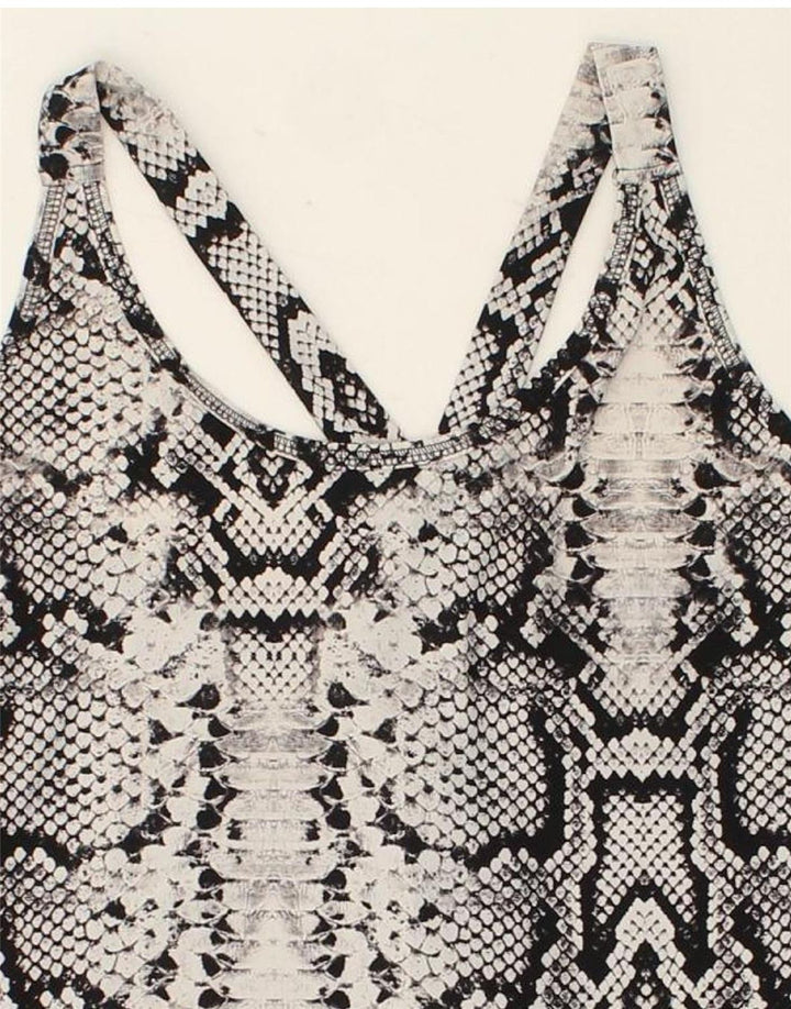 VINTAGE Womens Vest Top UK 12 Medium Grey Animal Print Vintage Vintage and Second-Hand Vintage from Messina Hembry 