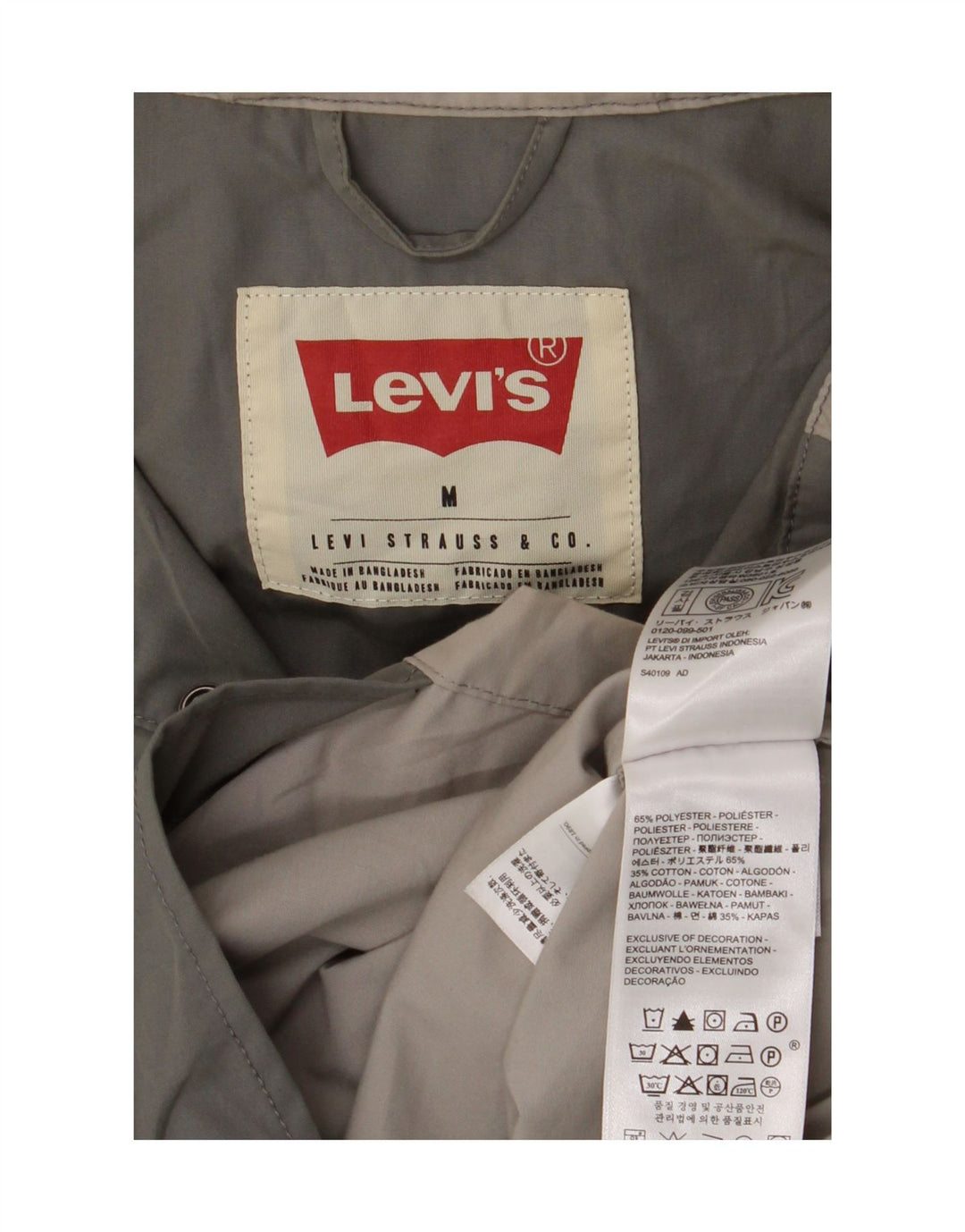 Męska kurtka przeciwdeszczowa Levi's z kapturem UK 38, poliester w kolorze średniej zieleni