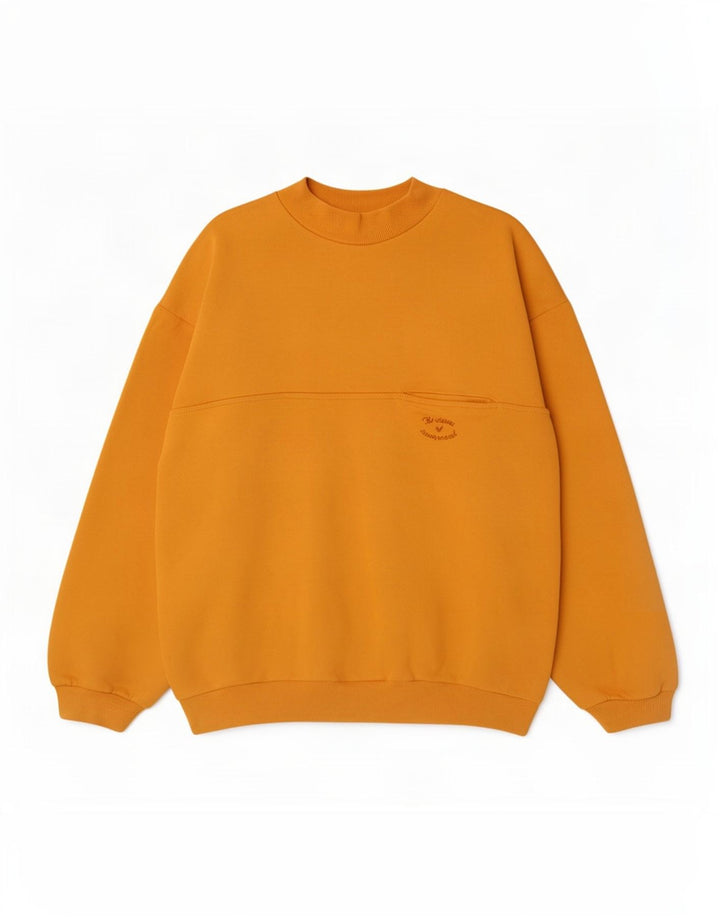 Sweter męski w stylu vintage, duży, żółty, bawełniany