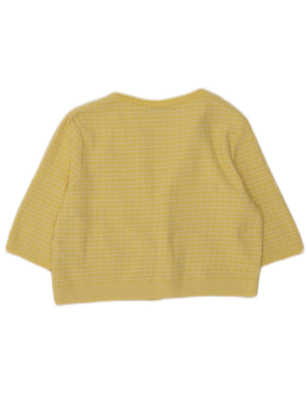 Zara Damski sweter z krótkim rękawem i odkrytym bolerkiem 1/2 UK 10 w małą żółtą kratkę