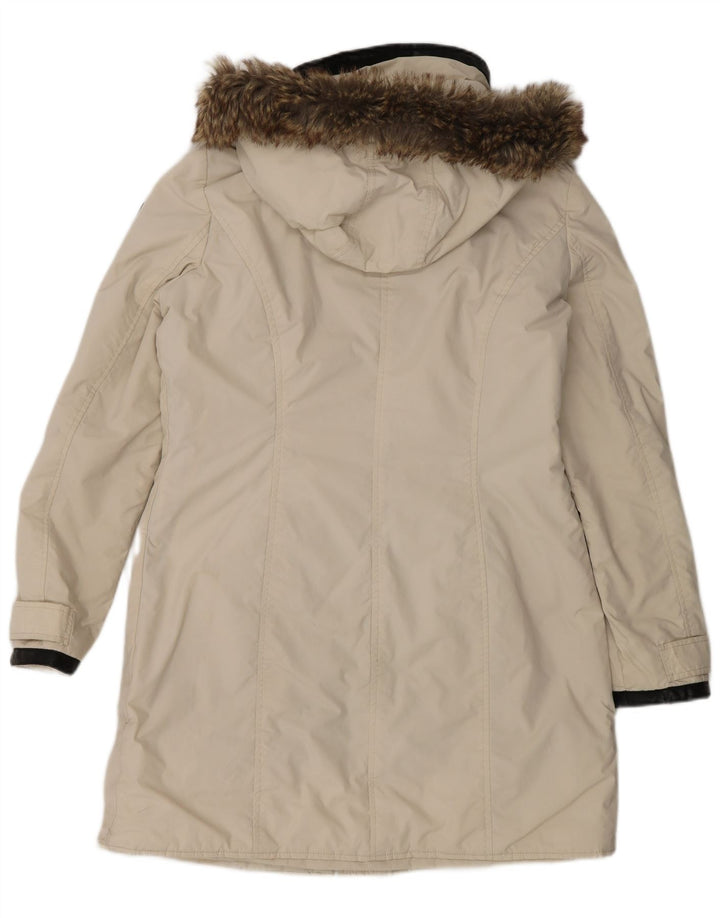 Refrigue Womens Hooded Padded Coat UK 14 Medium Off White Nylon