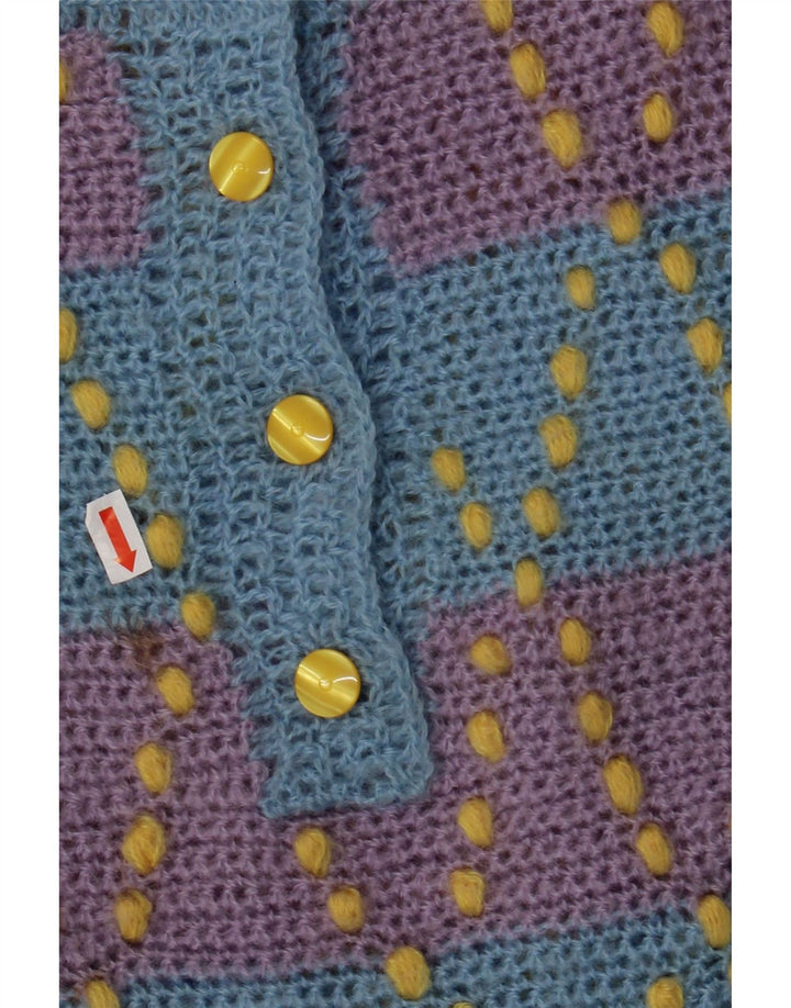 Damski sweter zapinany na guziki w stylu VINTAGE UK 12 w średnie niebieskie paski