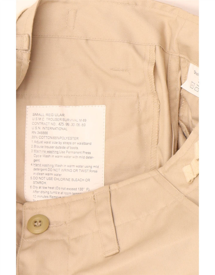 VINTAGE Mens Regular Fit Cargo Trousers Small W28 L31 Beige Polyester
