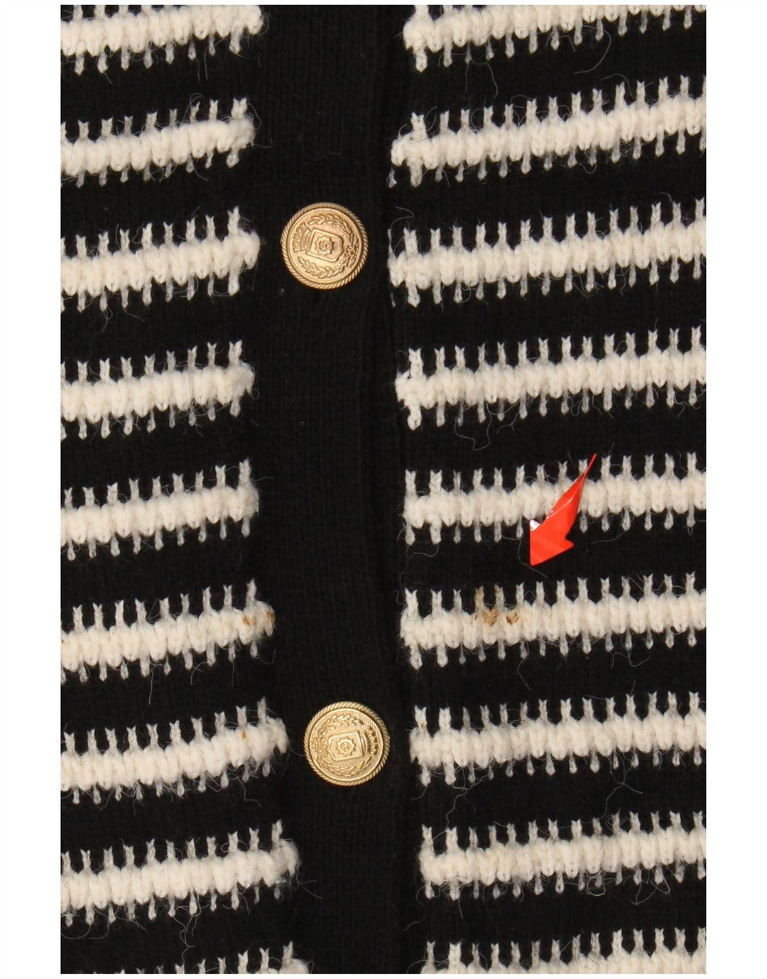 MARKS & SPENCER Damski sweter kardigan UK 10, małe, czarne paski, akryl