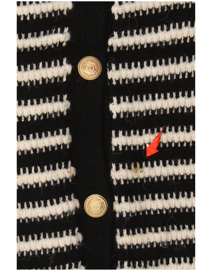 MARKS & SPENCER Damski sweter kardigan UK 10, małe, czarne paski, akryl